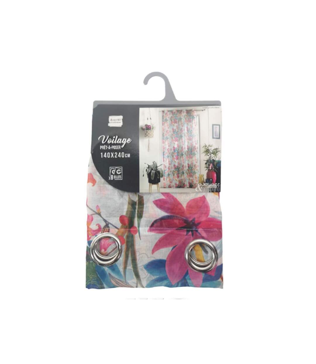 Rideau Voilage à Œillets Exotic Paradise 140x240cm Blanc
