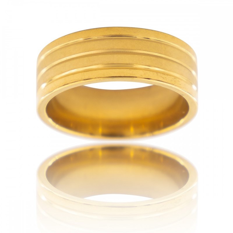 Bague Anneau Homme Acier Doré PAYA