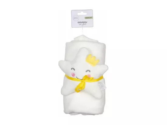 Doudou en forme d'étoile avec son plaid en tisu - Blanc - L 100 x l 80 cm