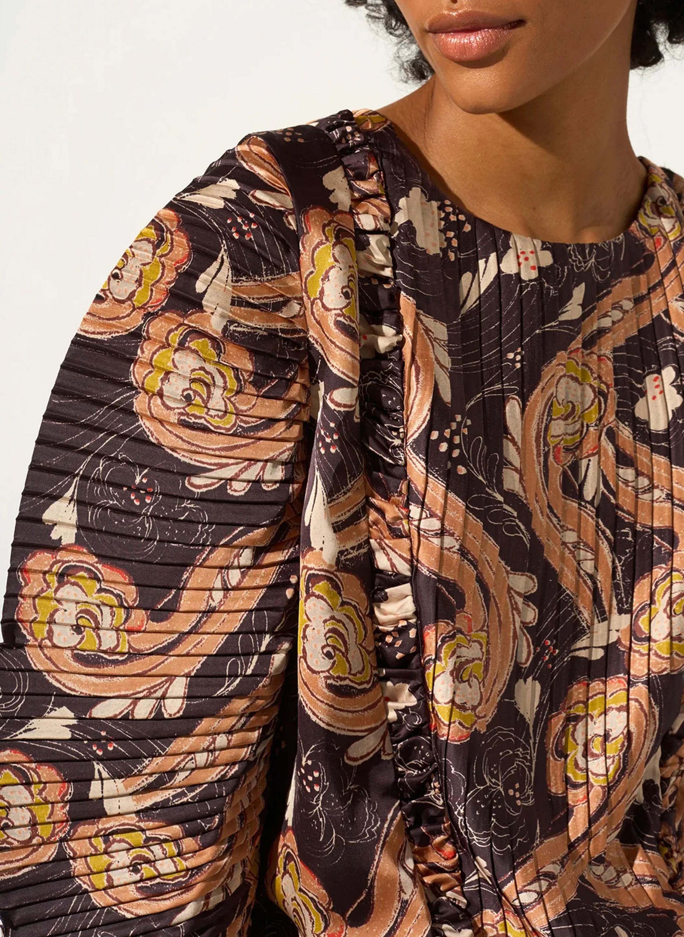 Blouse col rond à imprimé floral | Bleu
