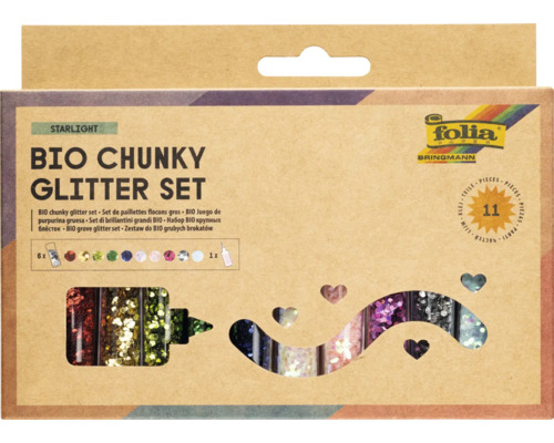 ORGANIC Chunky Glitter Set Flakes Starlight 10 blikjes