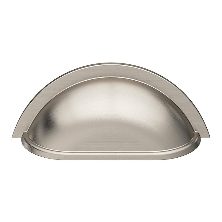 Poignée de meuble demi-ronde GoodHome Govlin effet nickel satin gris l.81mm x l.30mm x H. 30mm entraxe 64mm