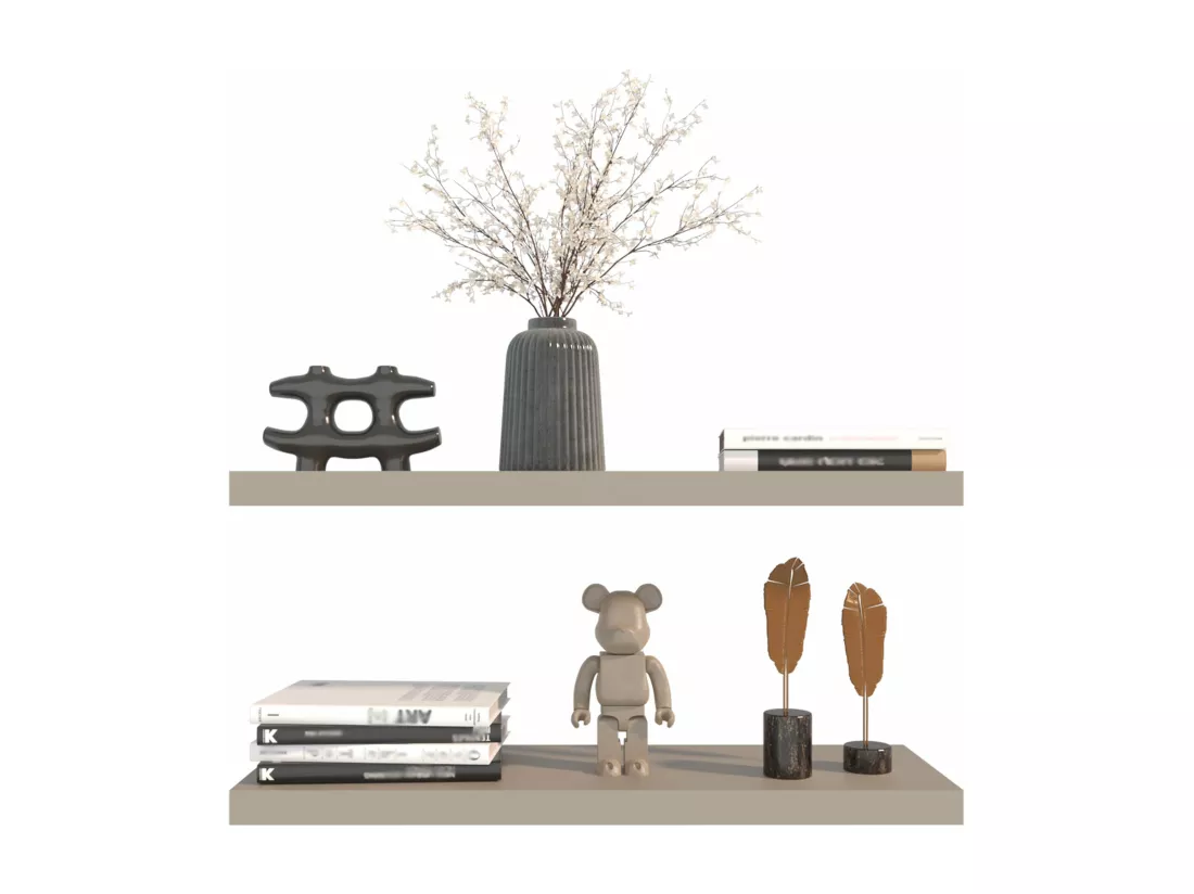 Etagère flottante en mélamine taupe avec 2 étagères , 3.8 cm X 80 cm X 25 cm