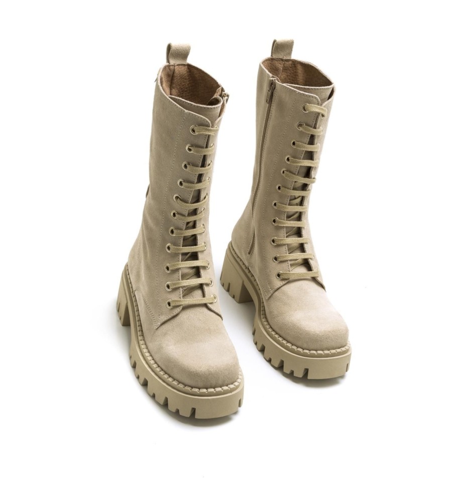Mustang Bota de pele Casual Skware Bege