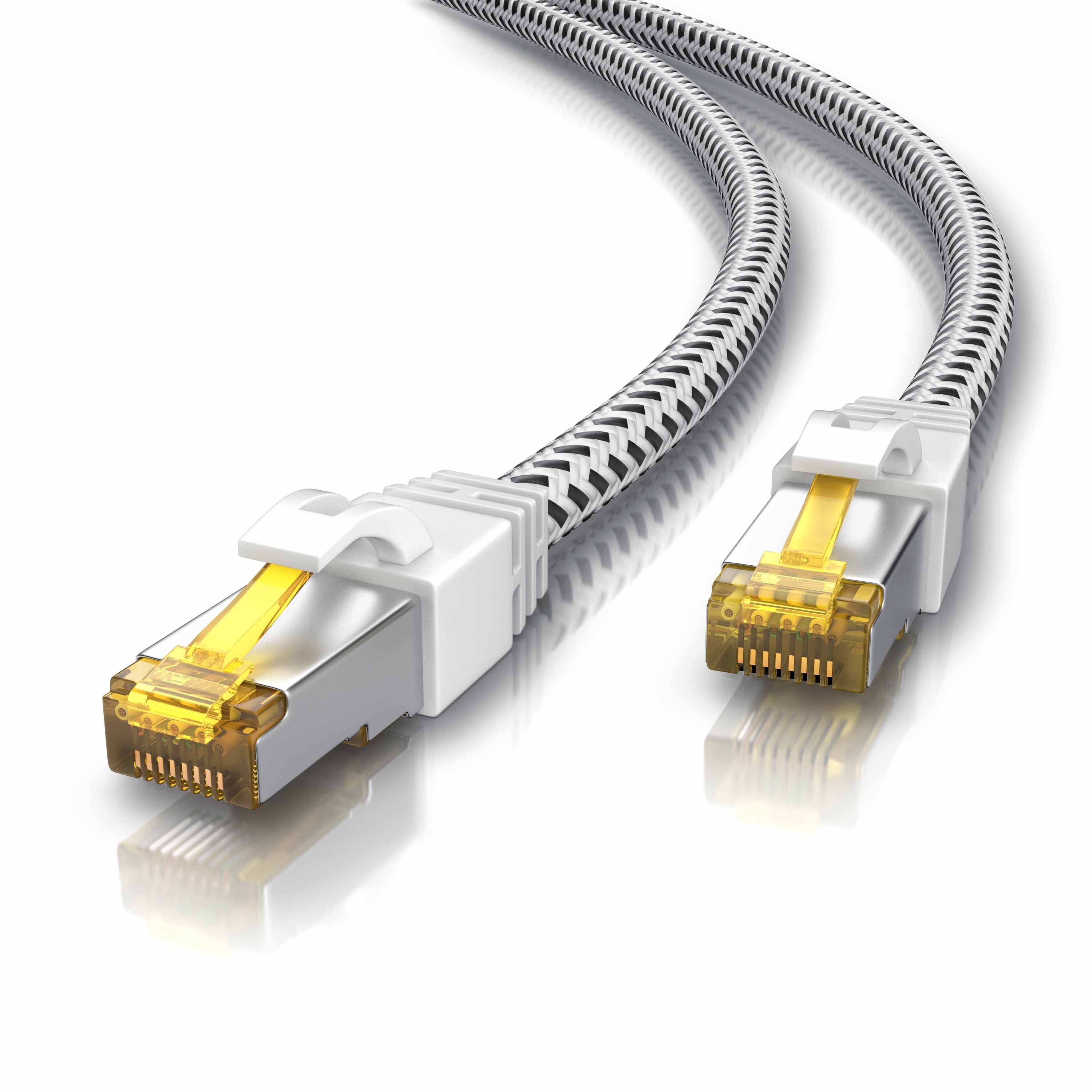 Primewire Patchkabel CAT 7 Rohkabel mit Baumwollummantelung- Gigabit Ethernet LAN Kabel - 10 Gbit/s - S/FTP PIMF Schirmung - Netzwerkkabel - 10m