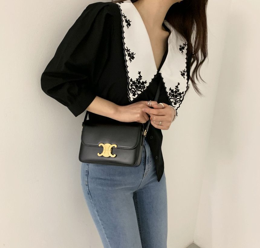 Cossita - Blouse met kraag en elleboogmouwen