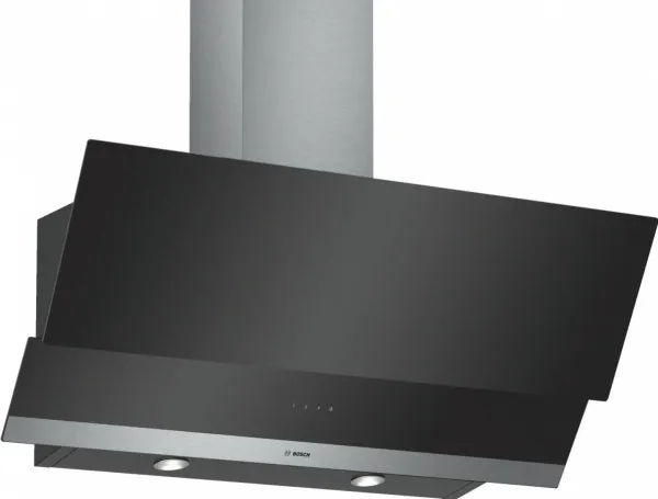 Bosch Serie | 2 DWK095G60 - Hætte - skorsten vinklet - bredde: 89.6 cm - dybde: 38.6 cm - udtrækning og recirkulation (-) - rustfrit stål/sort