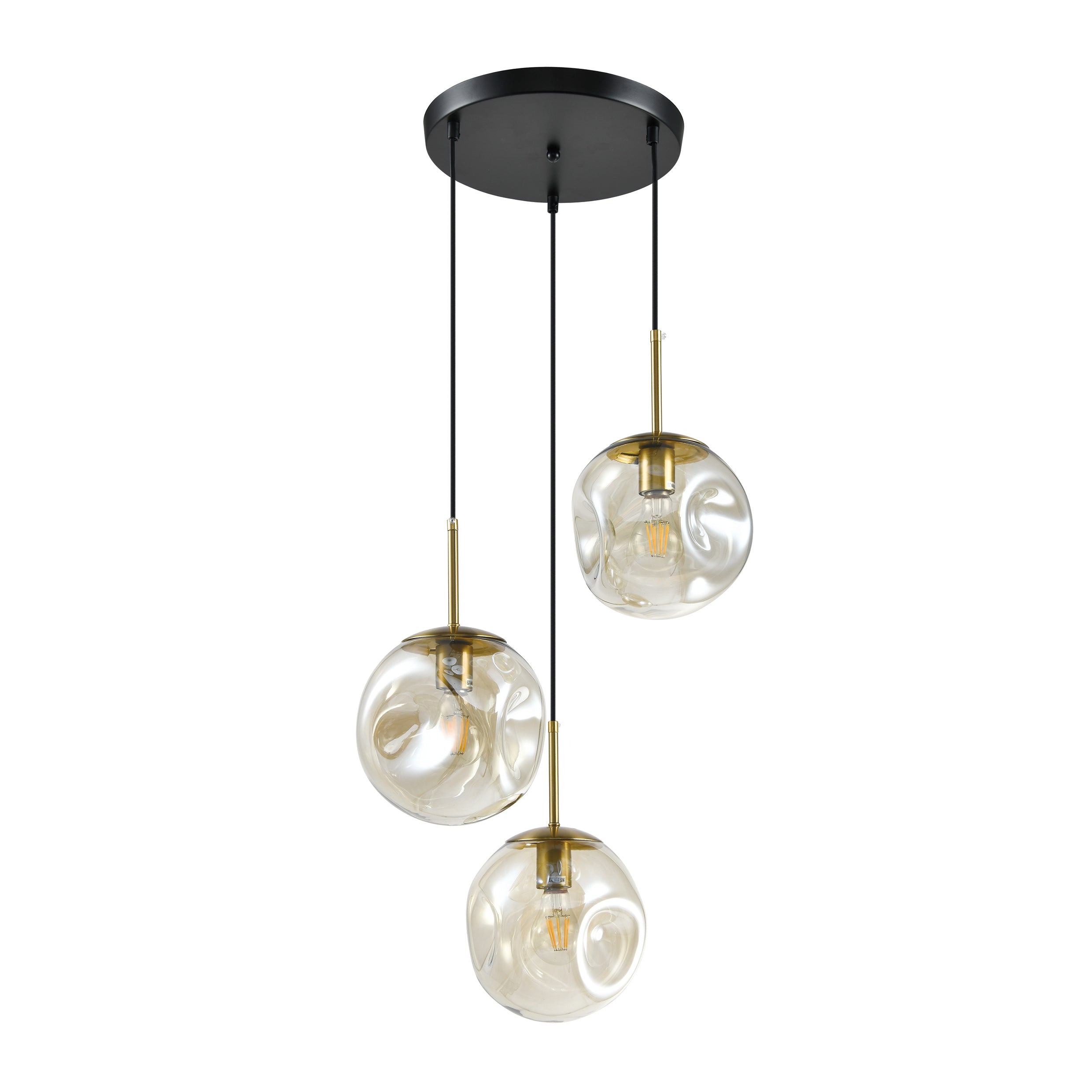 QUVIO Hanglamp eettafel - 3 lichtspunten - Glazen bollen - Metaal