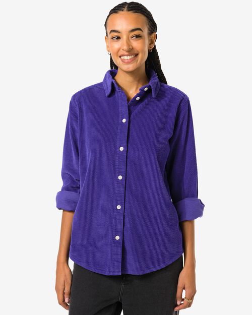 chemise femme Lena en velours côtelé bleu