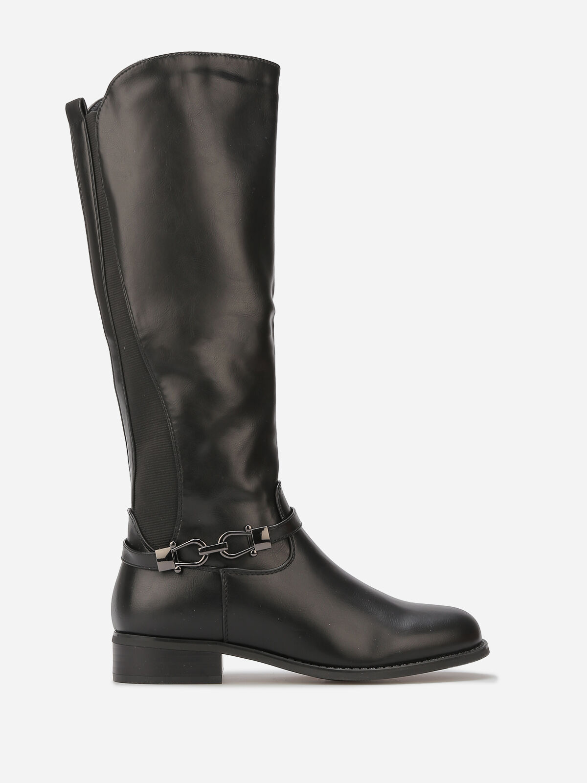 Bottes cavalières à boucle dorée- Noir