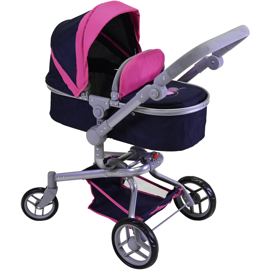 knorr toys® Puppenwagen Boonk - flying hearts blue pink blau