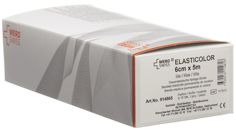 WERO SWISS Elasticolor Elastische Binde<br>10 Stück, 5mx6cm, lila