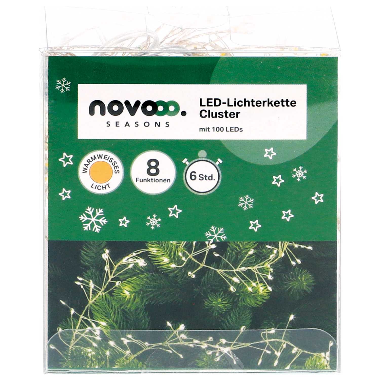Lichterkette Cluster 100LED Timer Weiß