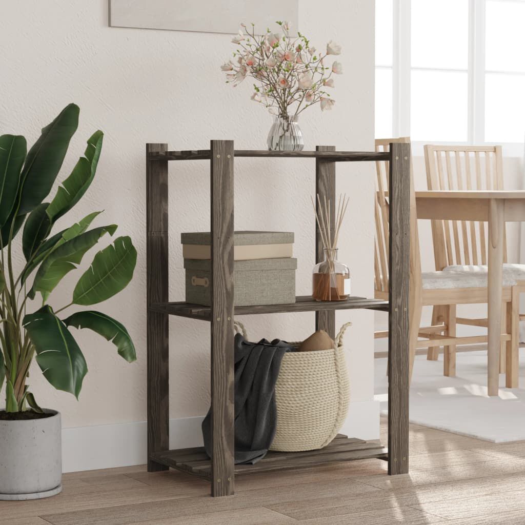 vidaXL Plank met 3 planken grijs 60x38x90 cm massief grenenhout