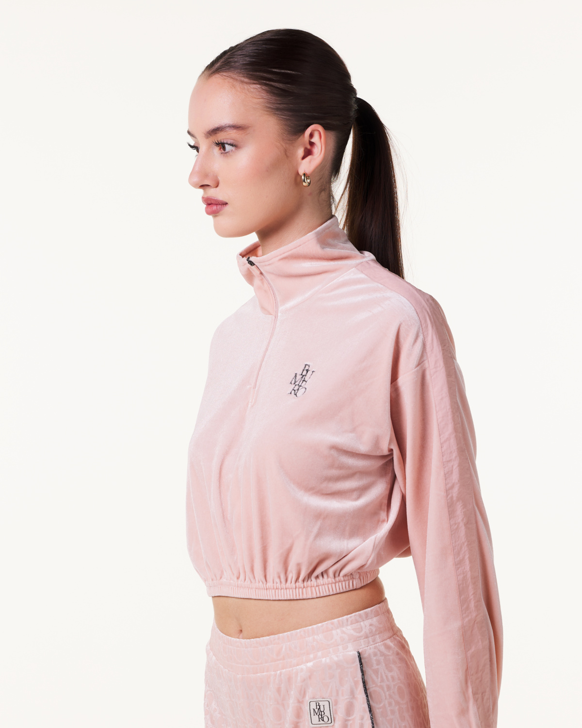 Bumpro Monogram Velour 1\2 Zip Pink Evening