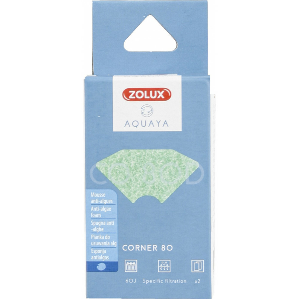 Filtre pour pompe corner 80, filtre co 80 d mousse anti-algues x 2. Pour aq