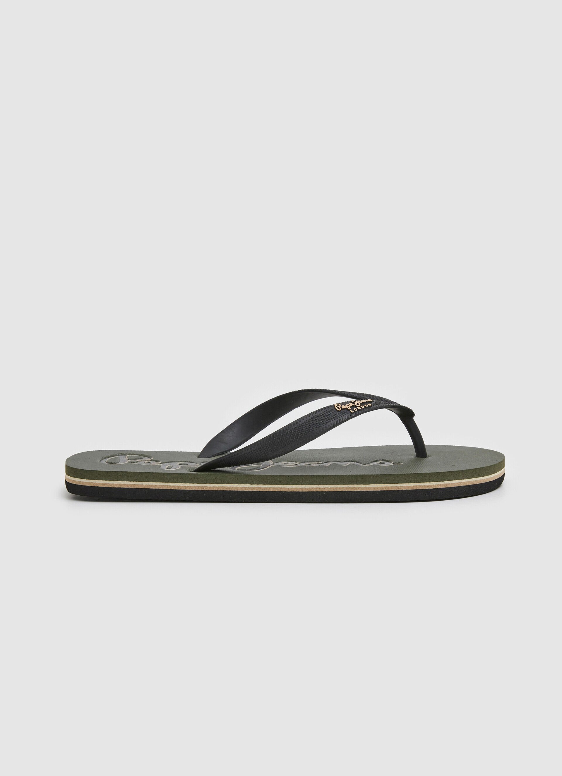 Chinelo de praia com o logotipo da Bay Beach - verde militar