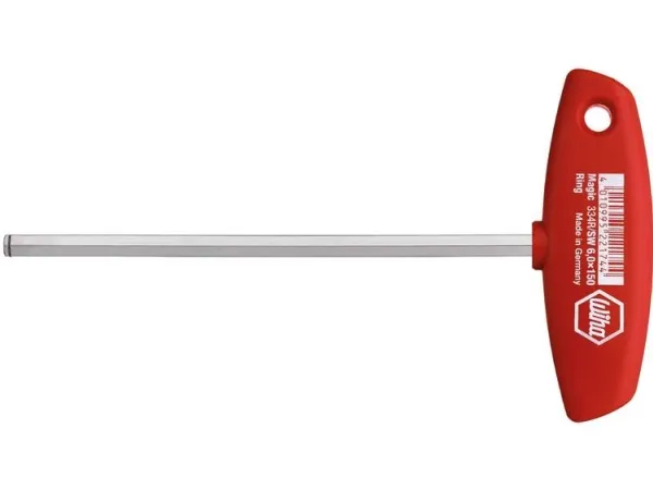 Wiha 334R, T-håndtag unbrakonøgle, Metric, 1 stk, Krom-vanadium-stål, 4 mm, 40 g