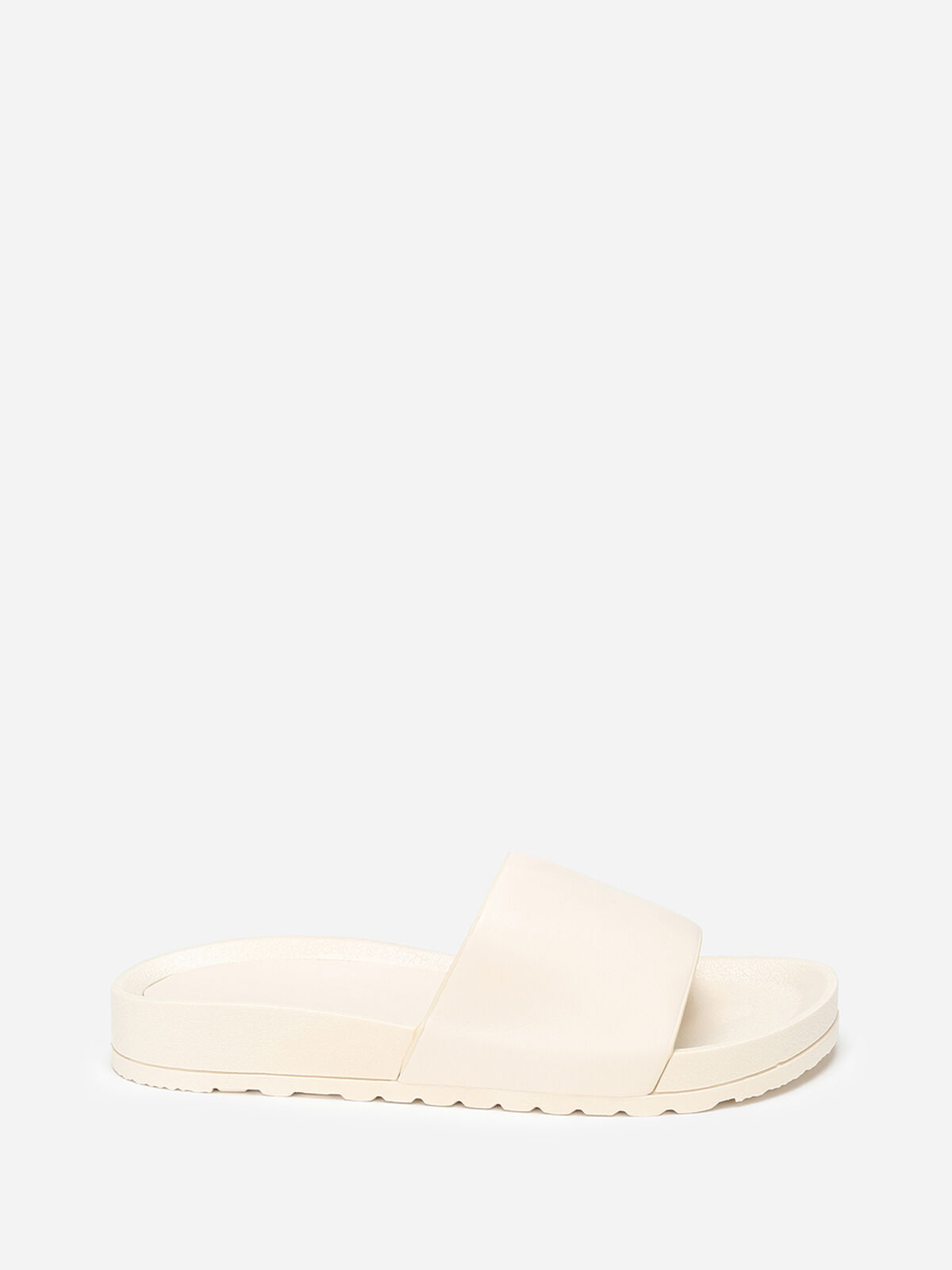 Mules en simili à bride large- Beige