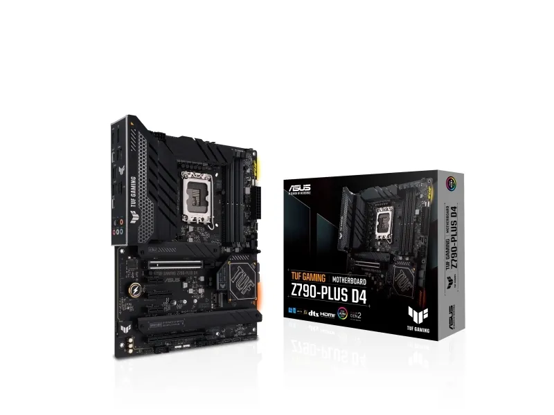 ASUS TUF GAMING Z790-PLUS D4 - Bundkort - ATX - LGA1700 sokkel - Z790 Chipset - USB-C 3.2 Gen 2x2, USB-C 3.2 Gen2, USB 3.2 Gen 1, USB 3.2 Gen 2 - 2.5 Gigabit LAN, Wi-Fi 6, Bluetooth - onboard grafik (CPU påkrævet) - HD Audio (8-kanaler)