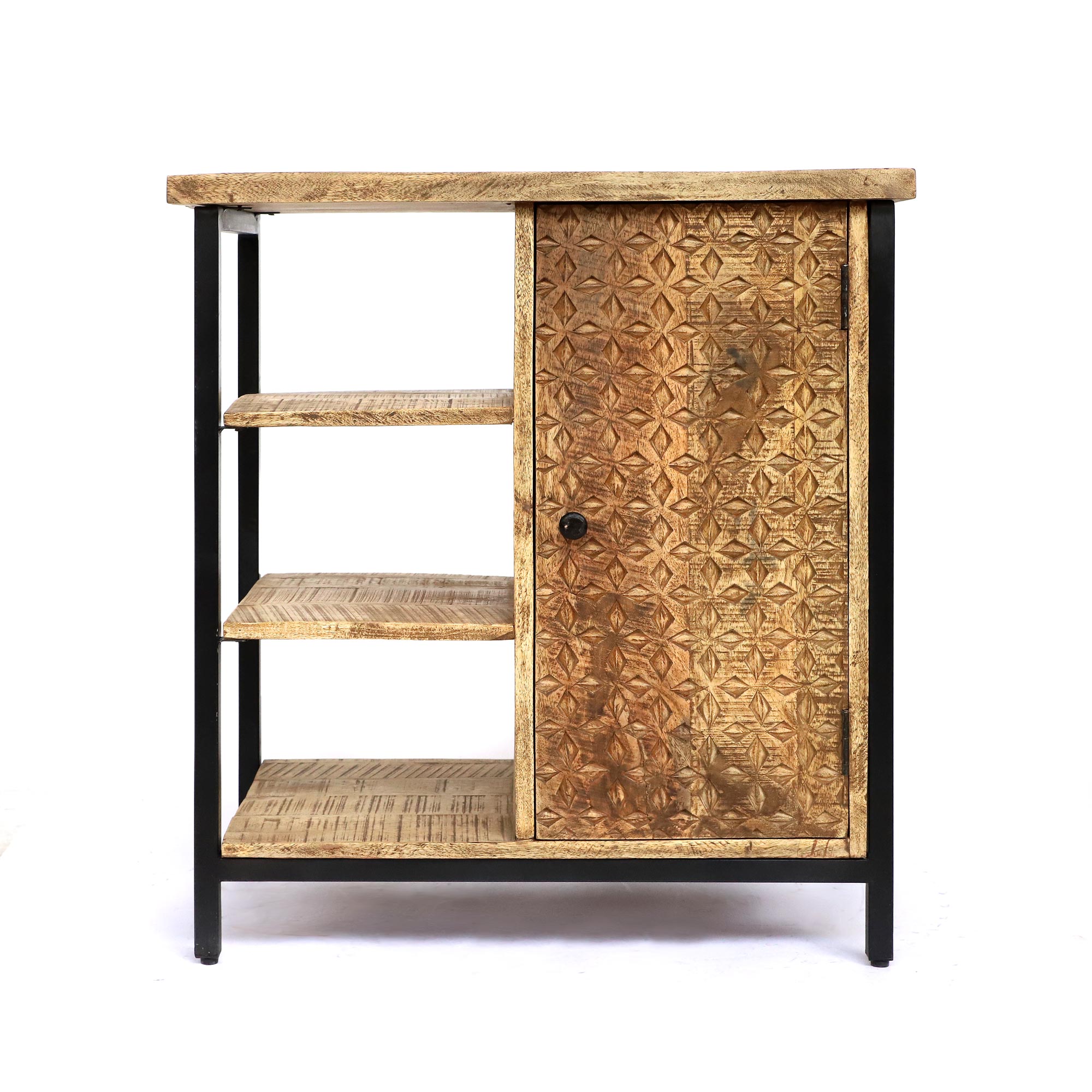 Schrank mit Regal 'Trudot', Massivholz und Eisen, B 75 cm, H 80 cm, L 40 cm von fischer's lagerhaus