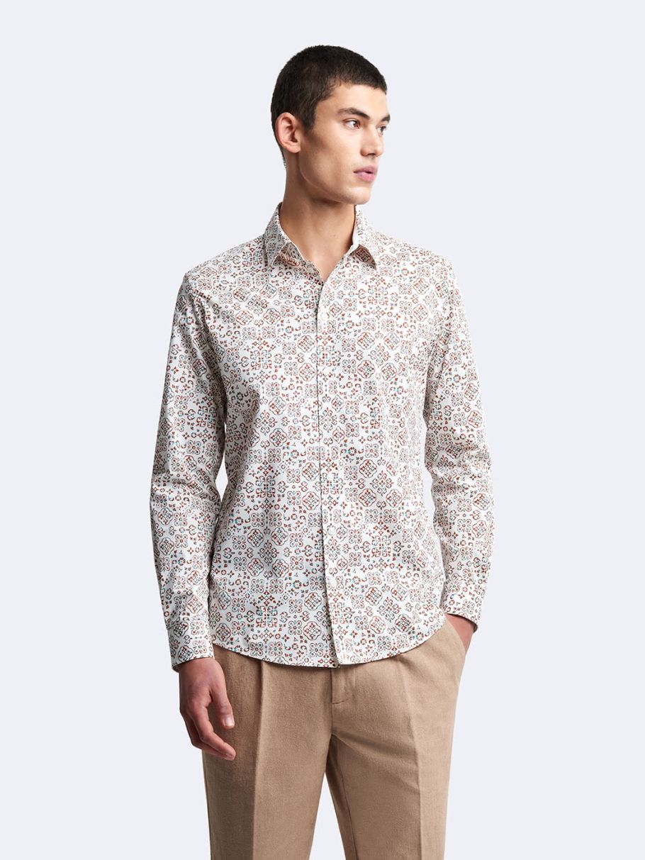 Chemise extra-slim stretch géométrique