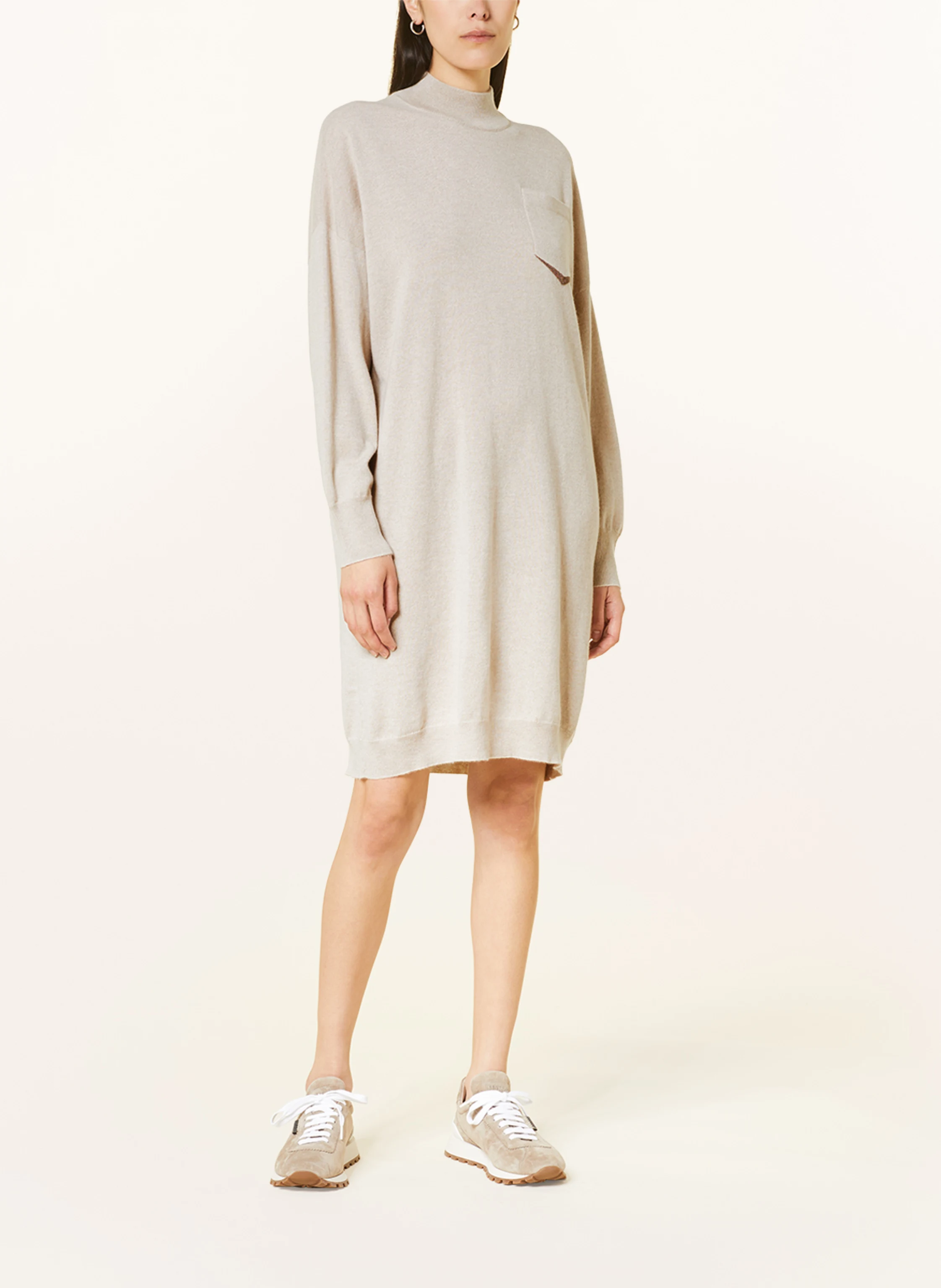 BRUNELLO CUCINELLI Strickkleid aus Cashmere mit Schmuckperlen