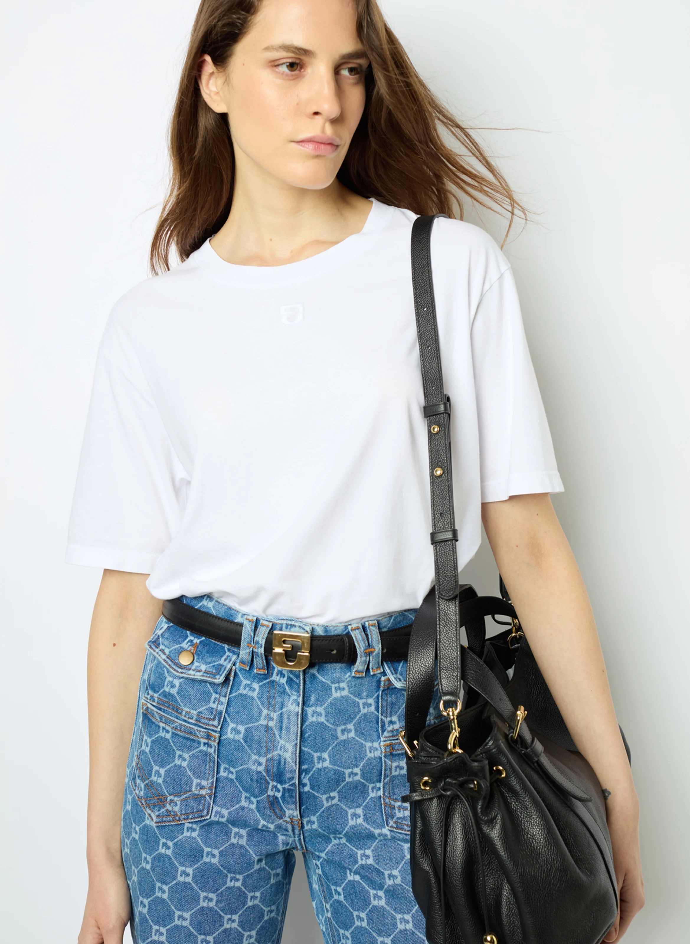 AZEMIA - Tee-shirt col rond droit en coton | Blanc