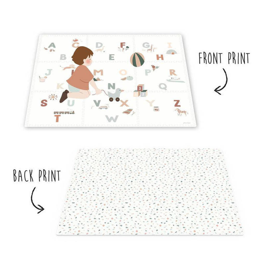 EEVAA 2-in-1 omkeerbare puzzel speelmat en opbergdoos Alphabet/Terrazzo (180x180cm - 9 tegels)