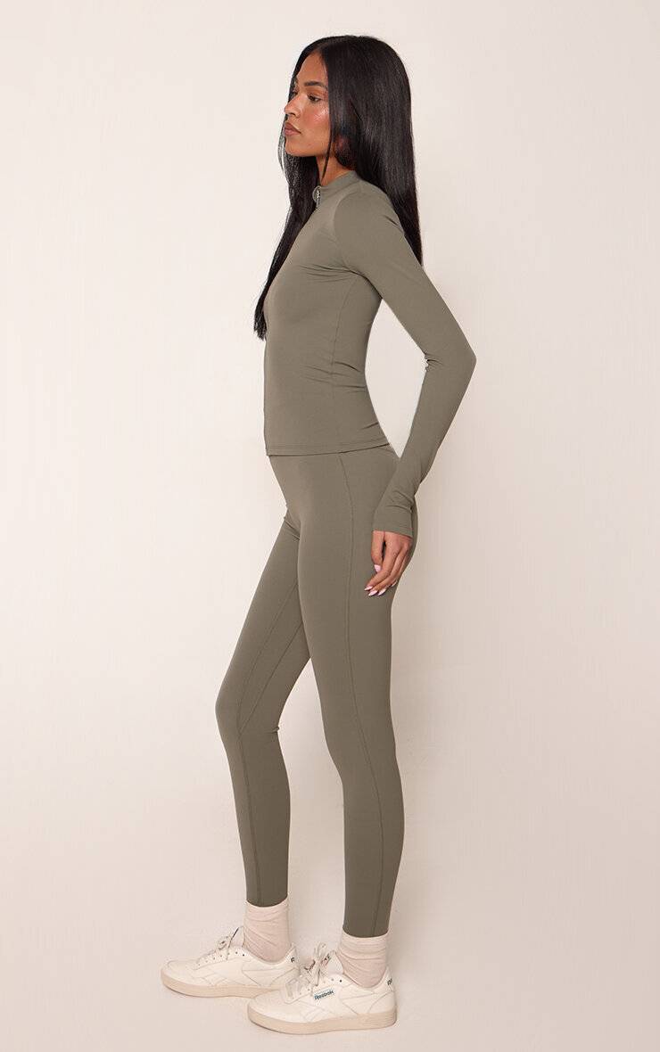 Vert Olive Veste Zippée Sculptante Basique Tall