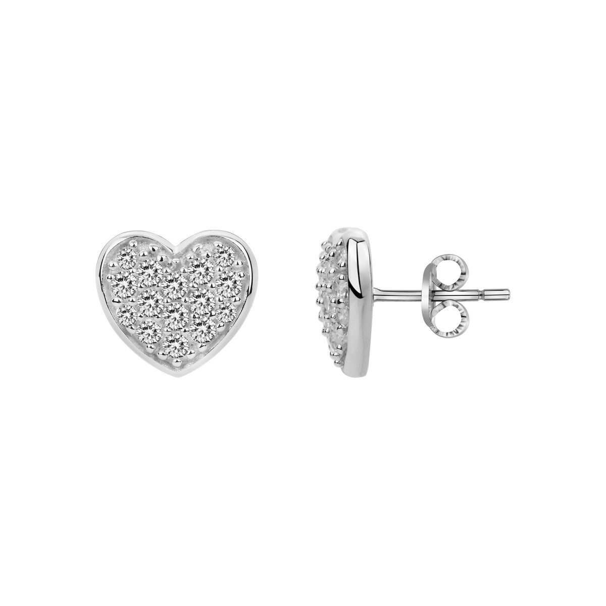 Boucles d'oreilles puces en Argent avec oxyde de zirconium blanc
