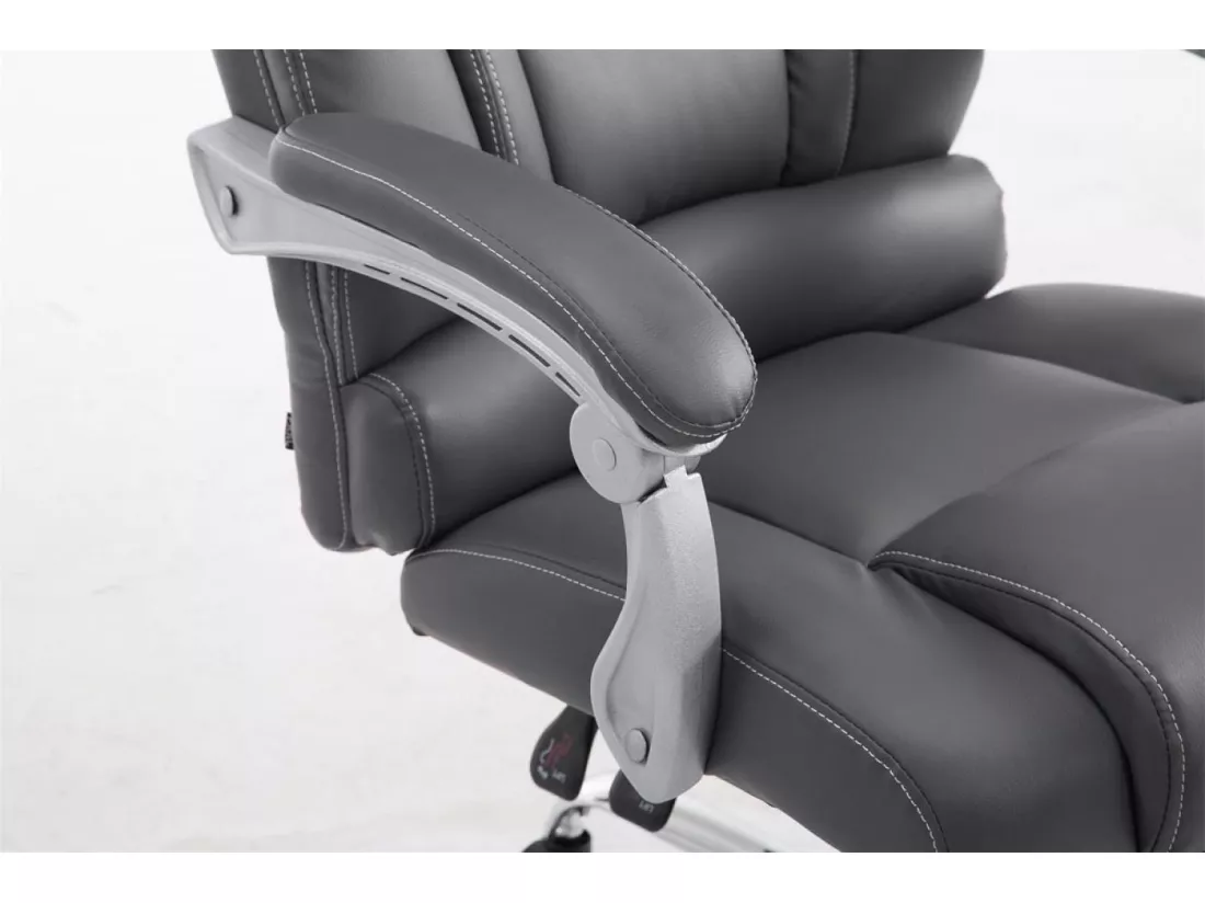 Chaise de bureau - Similicuir & Métal chromé - Gris - Pacific