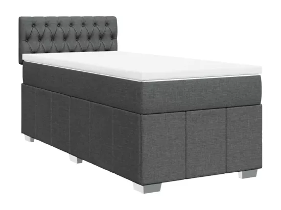 Sommier à lattes de lit et matelas Gris foncé 90x190 cm Tissu