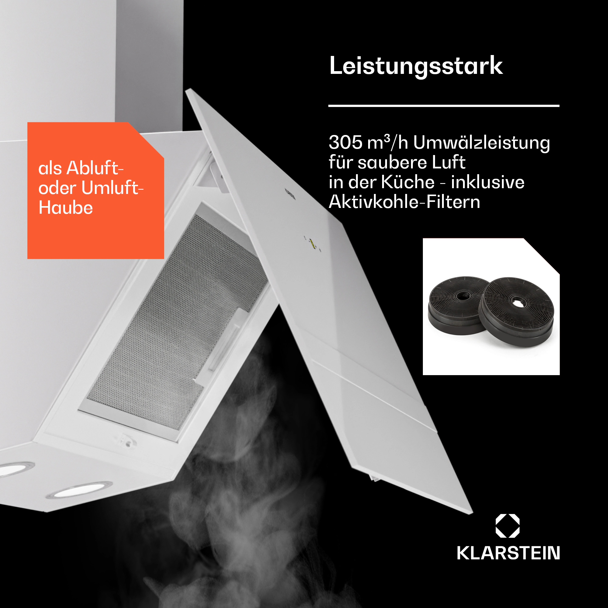 Laurel 60 Dunstabzugshaube 60cm Abluft: 247 m³/h LED Touch Weiß