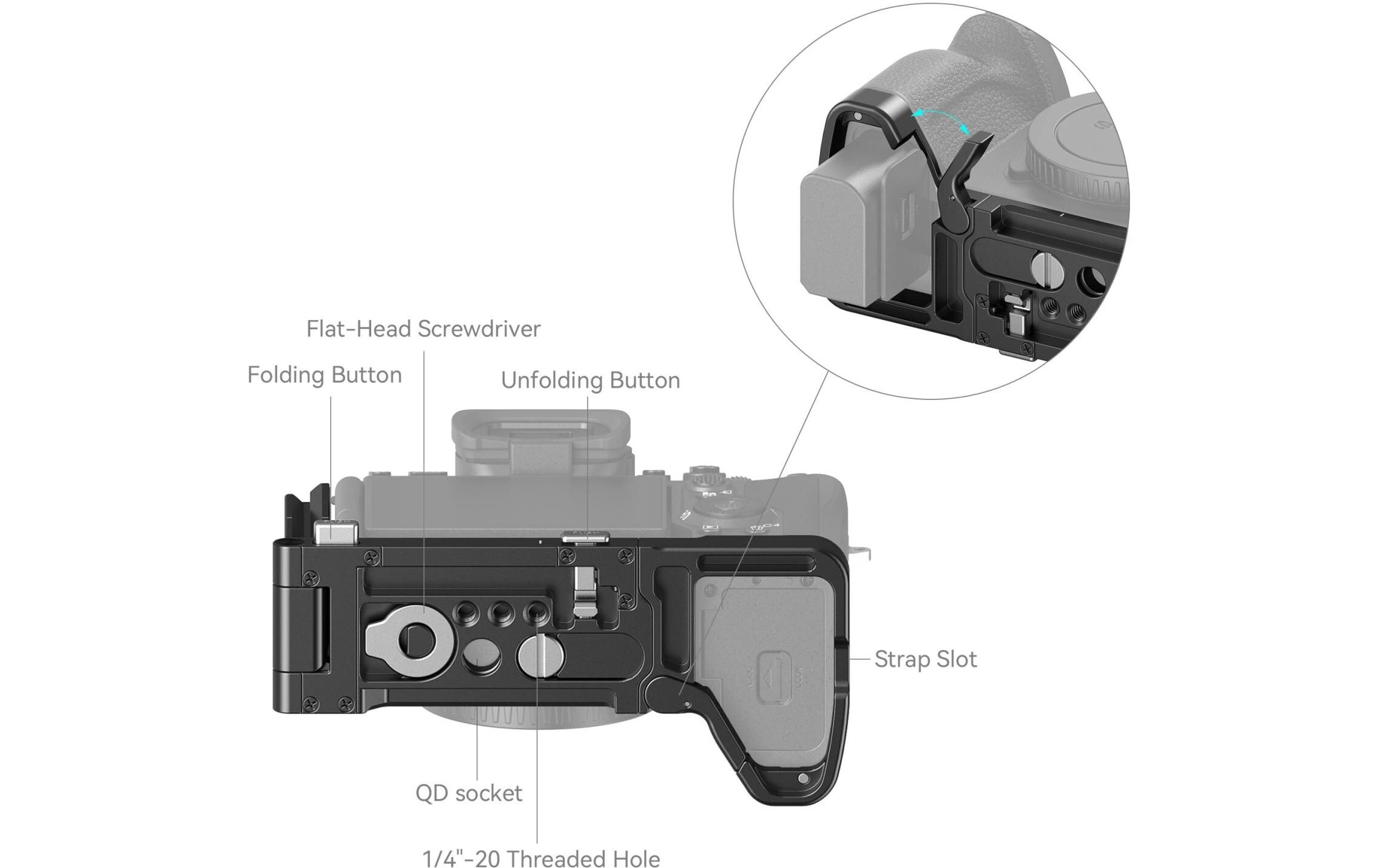 L-Winkel Faltbar Sony Alpha 7R V / Alpha 7 IV / Alpha 7S IIIFaltbare L-förmige Montageplatte für Sony Alpha 7R V / Alpha 7 IV / Alpha 7S III