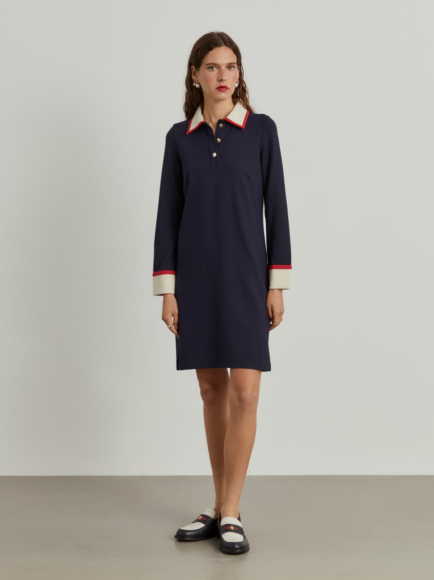 Vestido color block manga comprida