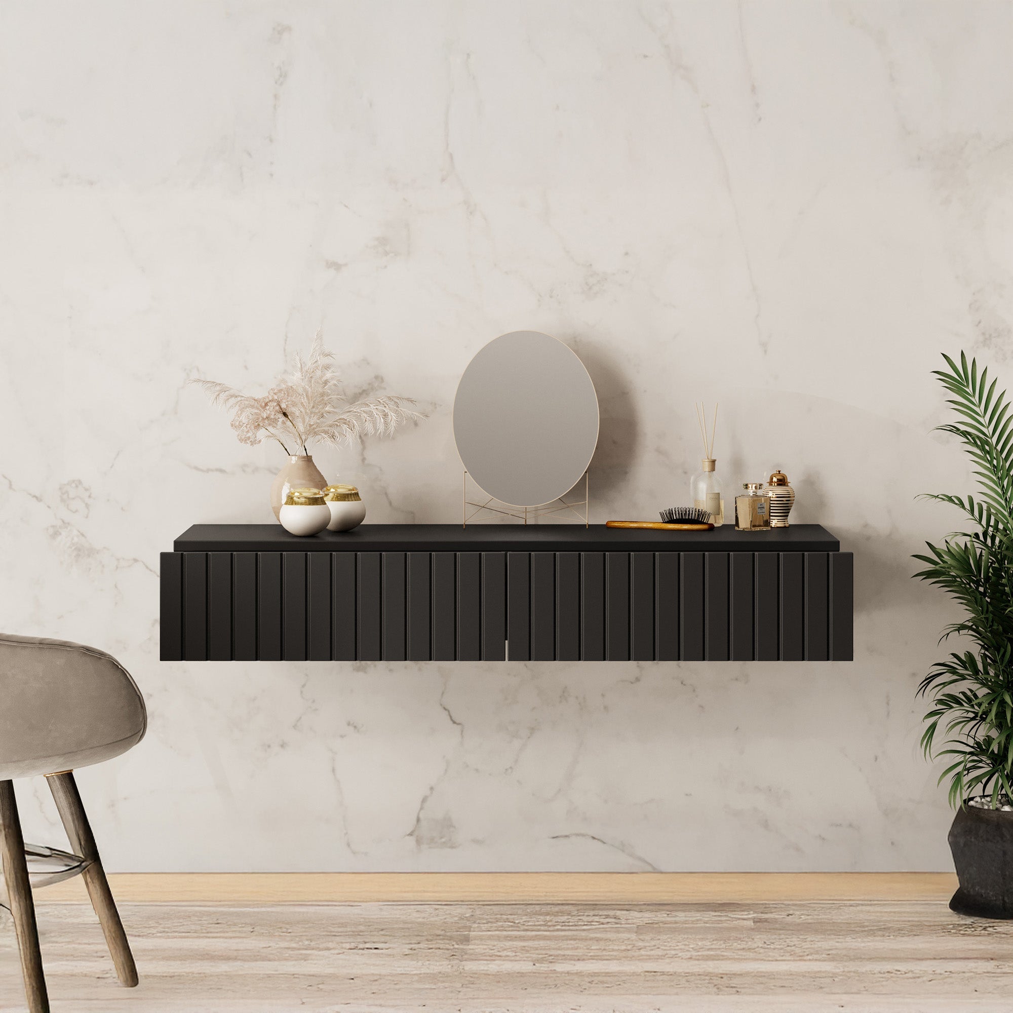 Meubella - Kaptafel King - Mat Zwart - 100 cm