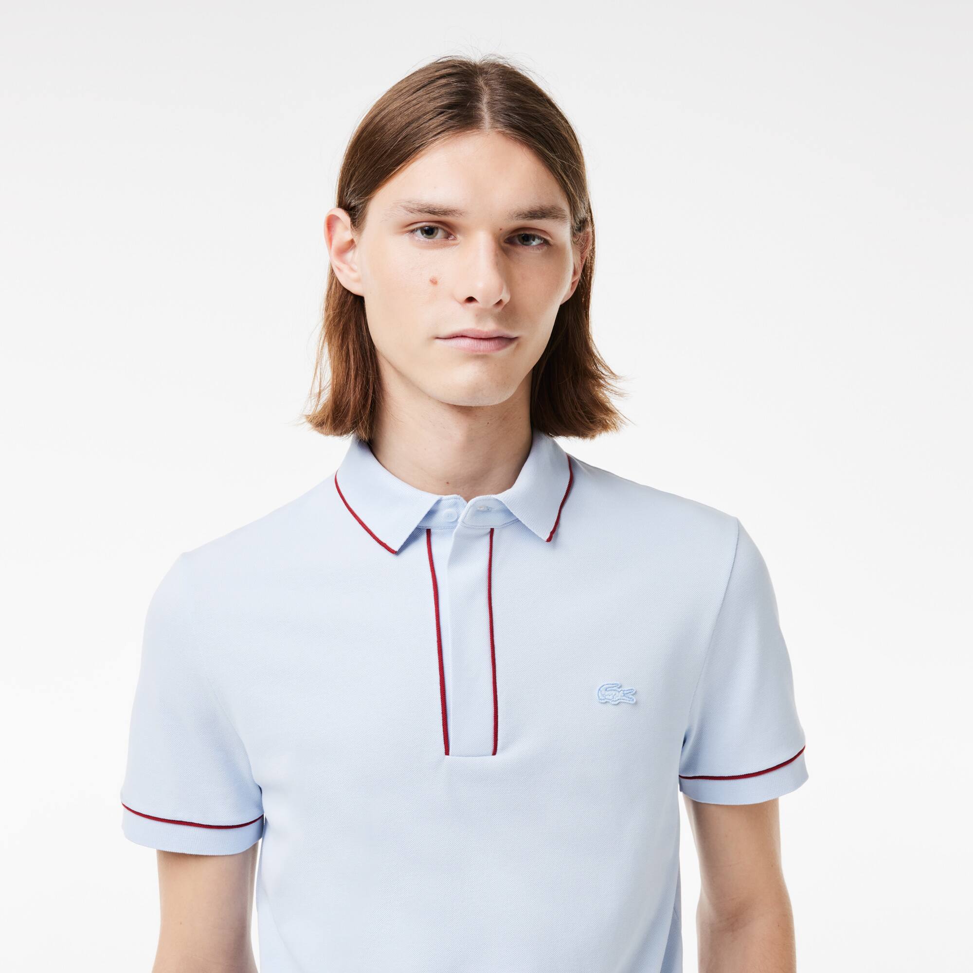 Smart Paris Poloshirt aus Baumwolle mit Stretch mit Kontrastrand Kurze Ärmel - Blau - Lacoste - Herren