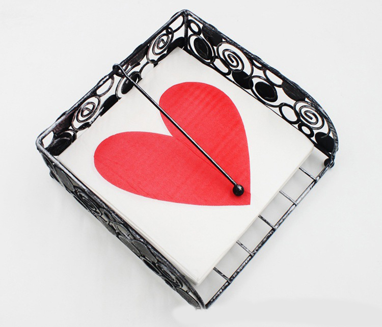 (20er Set) 33x33cm Einweg Servietten Party Tisch Dekoration Herz Design - Weiss / Rot