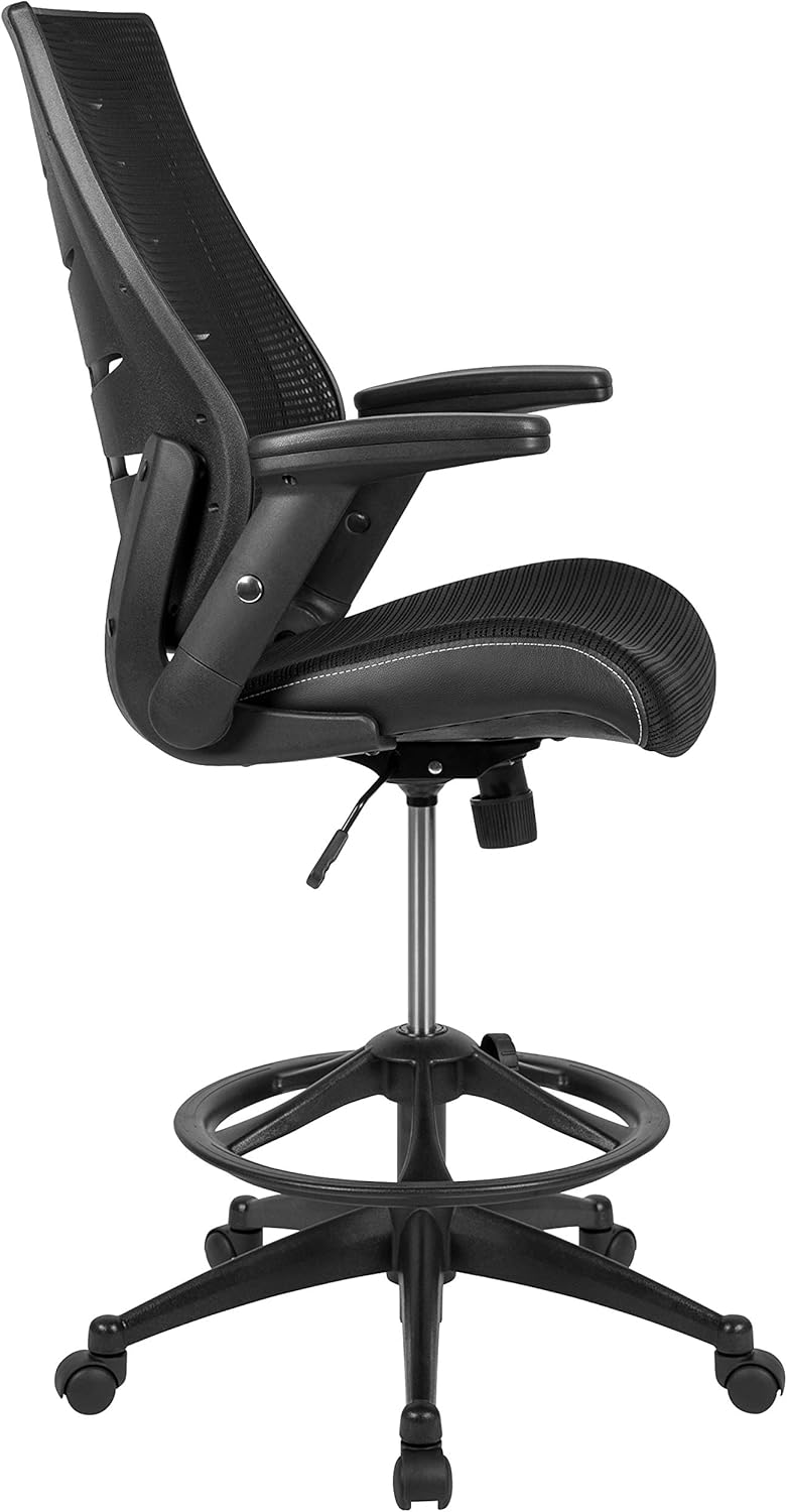 Flash Furniture BL-ZP-809D-BK-GG Stuhl, hohe Rückenlehne, mit verstellbarem Fußring und verstellbaren Klapparmen, Schwarz Modern 28