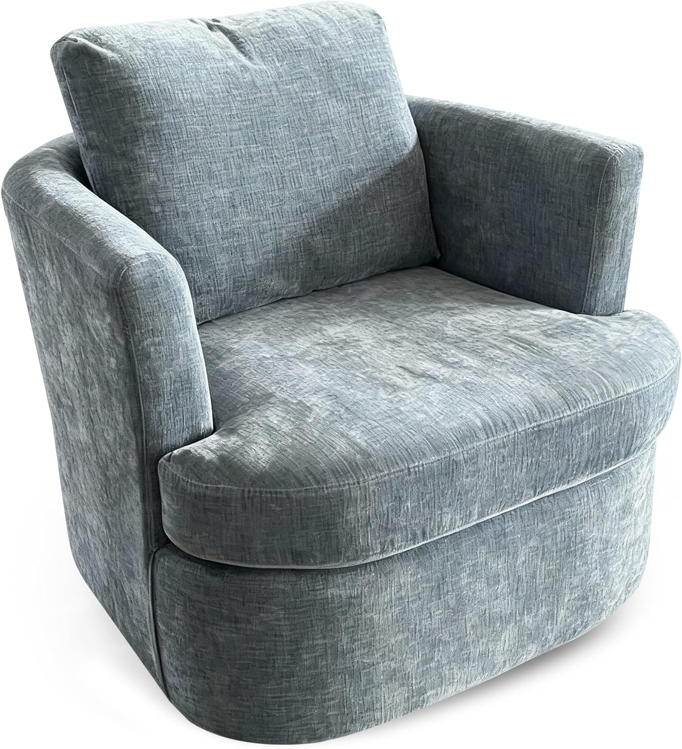 Drehsessel, Chenille Sessel, 360° schwenkbar, mit U-förmiger Rückenlehne und gepolsterter Sitzfläche, geeignet für Wohnzimmer, Schlafzimmer und Büro, Blau