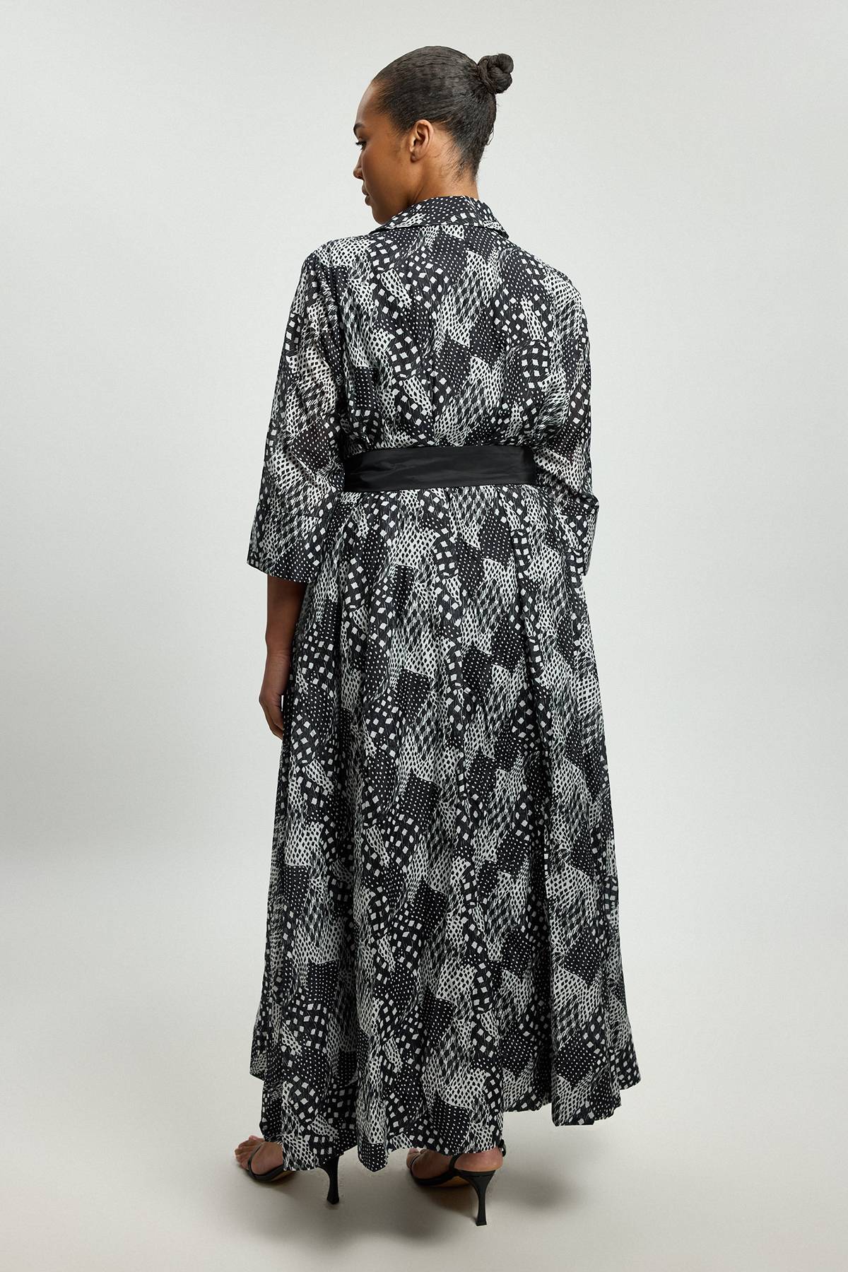 KarenMillen Robe Chemise Longue Tissée En Soie Et Coton À Motifs Floraux Grande Taille
