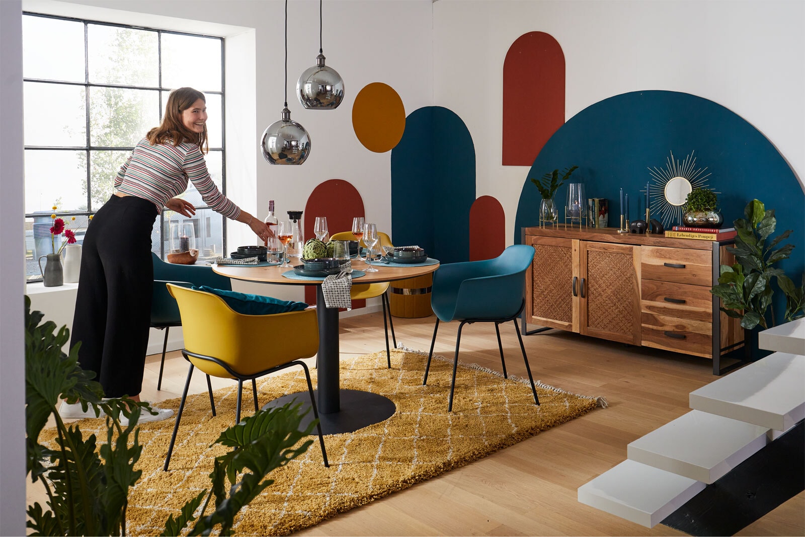 Sideboard TOM 150 x 80 cm Akazie massiv/anthrazit