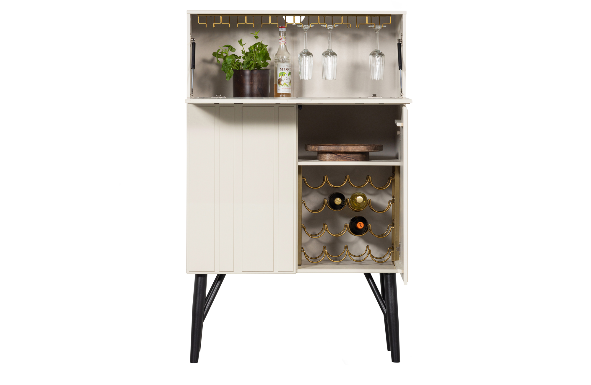 Drankkast Miller grenen dust met glas-/wijnrek