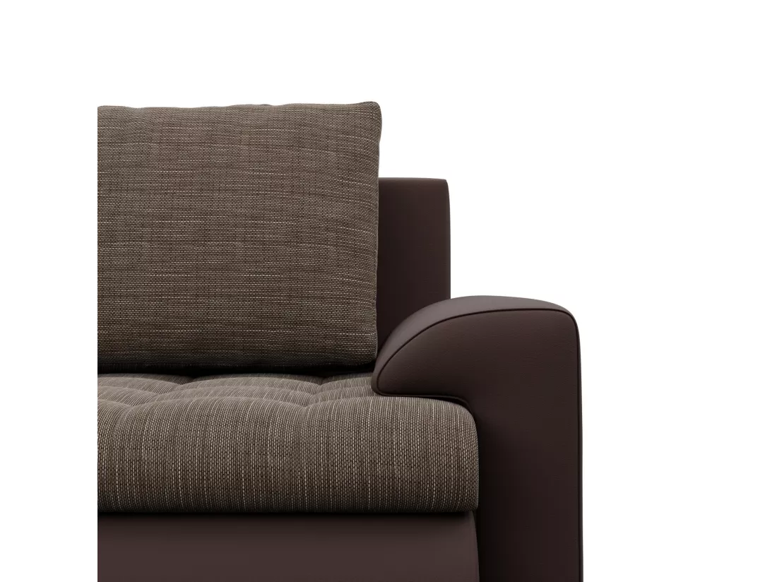 Canapé d'angle en U avec fonction sommeil, Ottoman, Brun + Brun