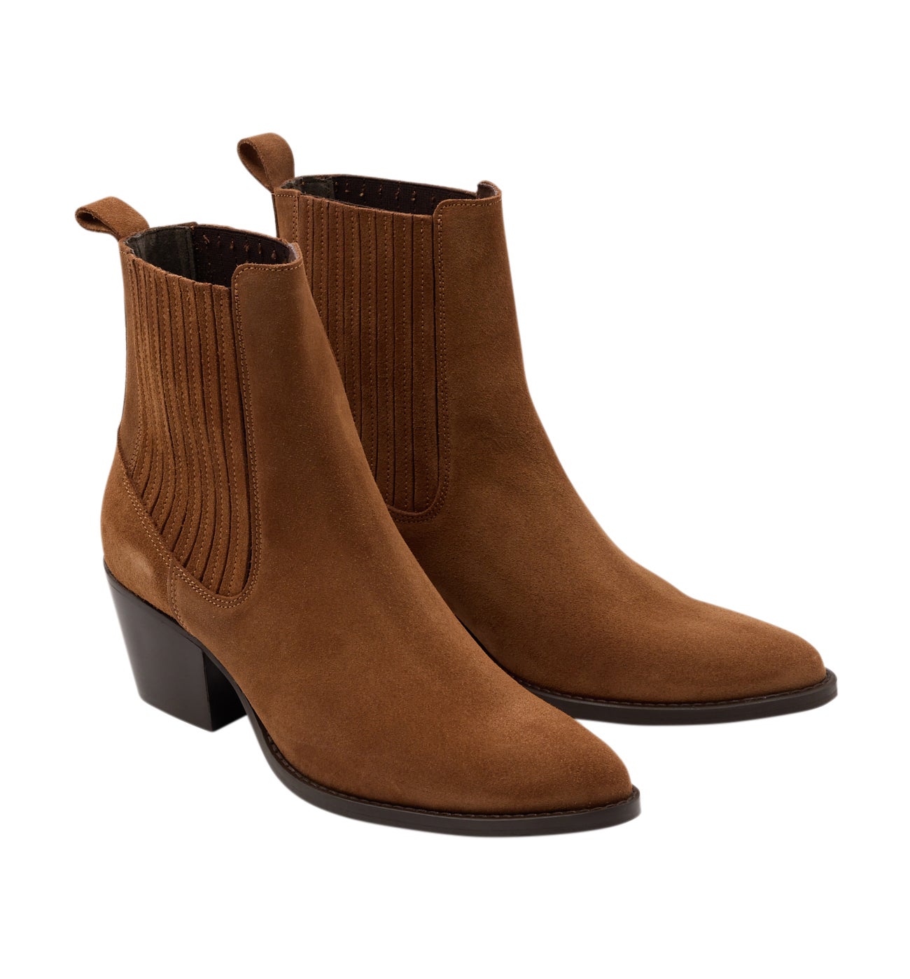 Boots western en cuir Femme - Camel