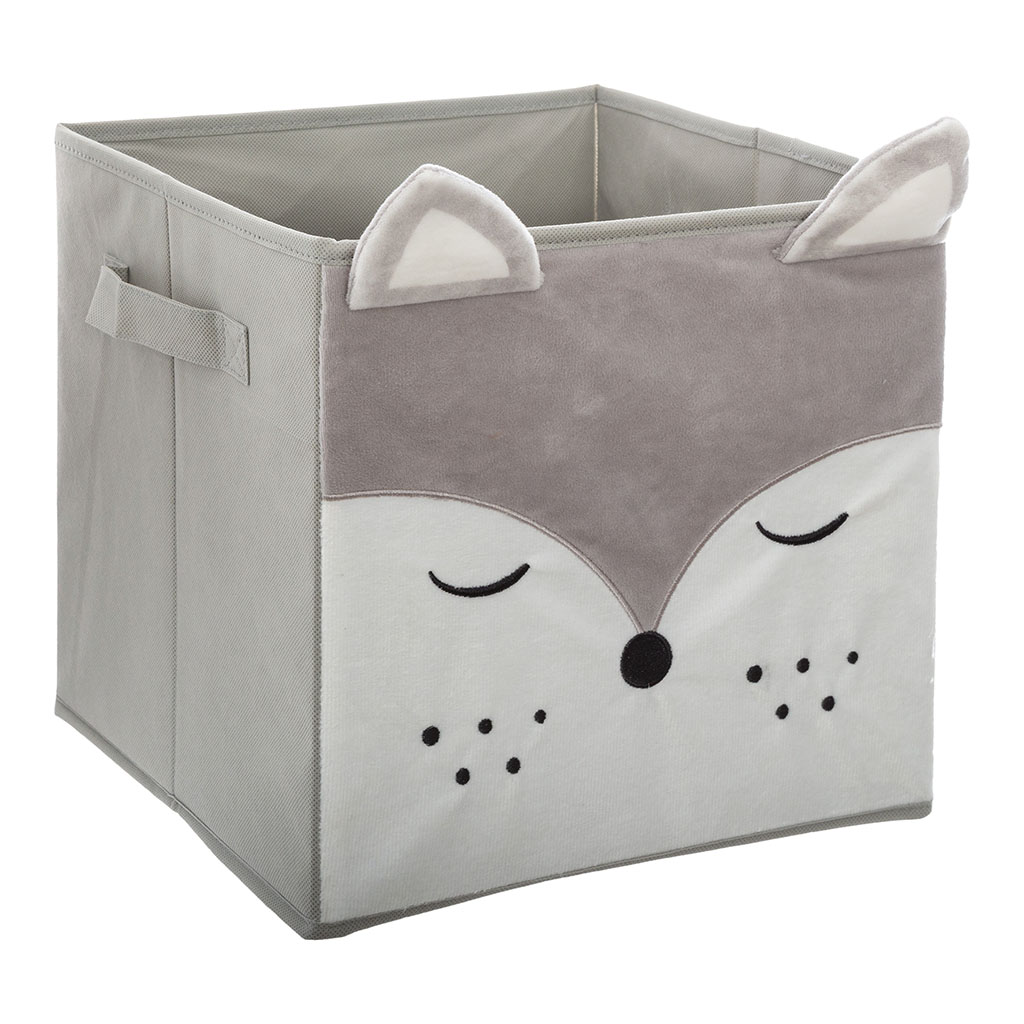 Bac de rangement en velours gris renard 29x29cm