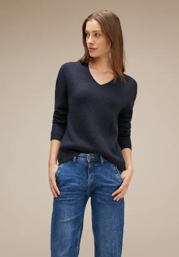 Pullover im Grobstrick - deep blue