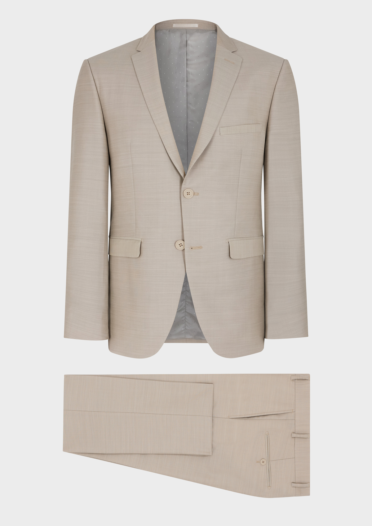 Costume 2 pièces Slim en laine unie beige