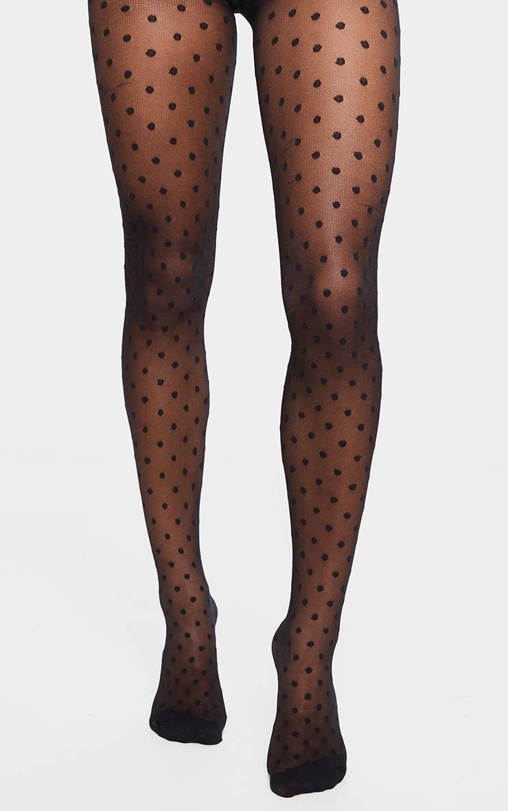 Noir Collants À Pois